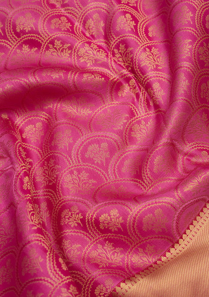 Pink Zariwork (Gold) Silk Silk Saree