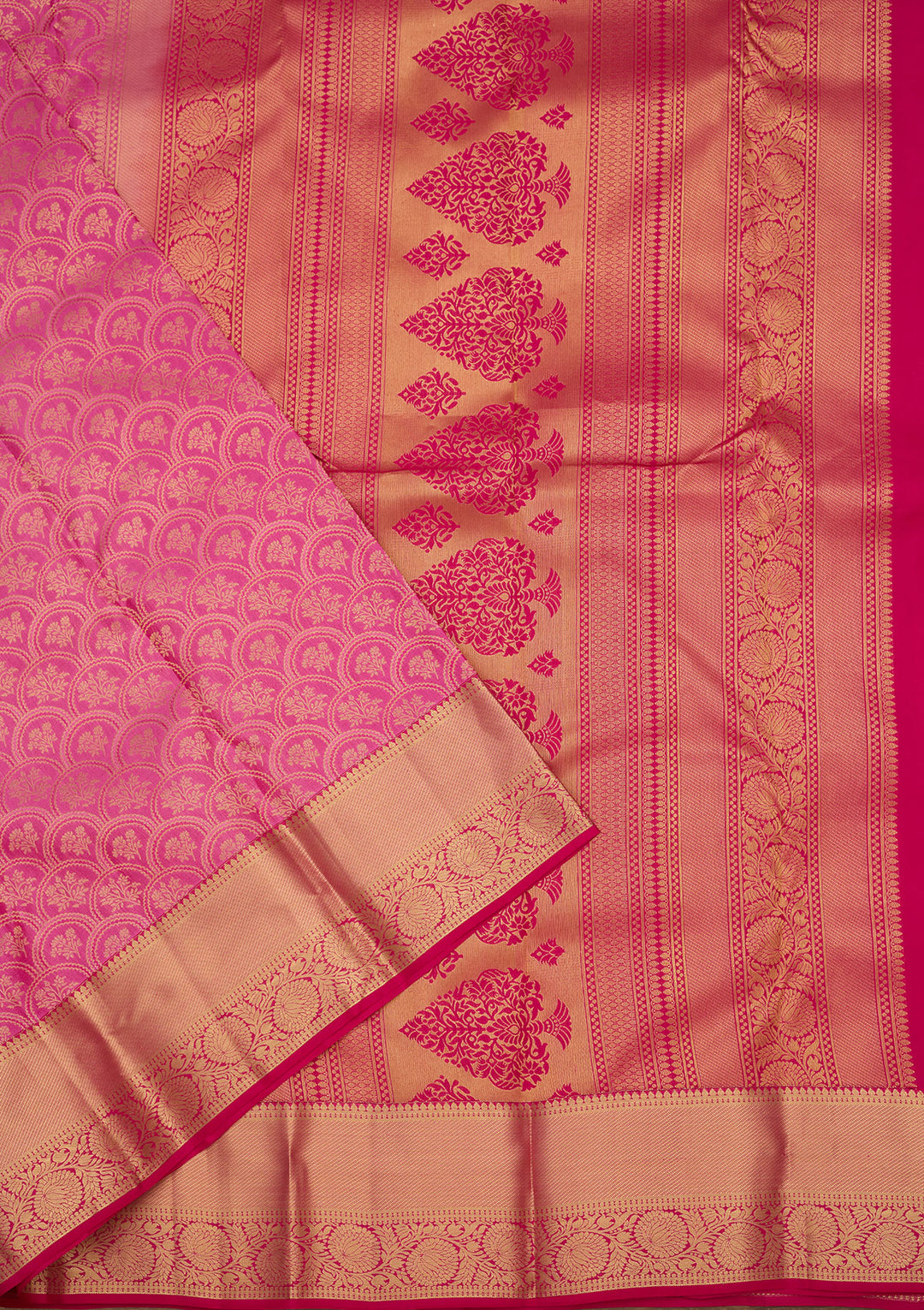 Pink Zariwork (Gold) Silk Silk Saree