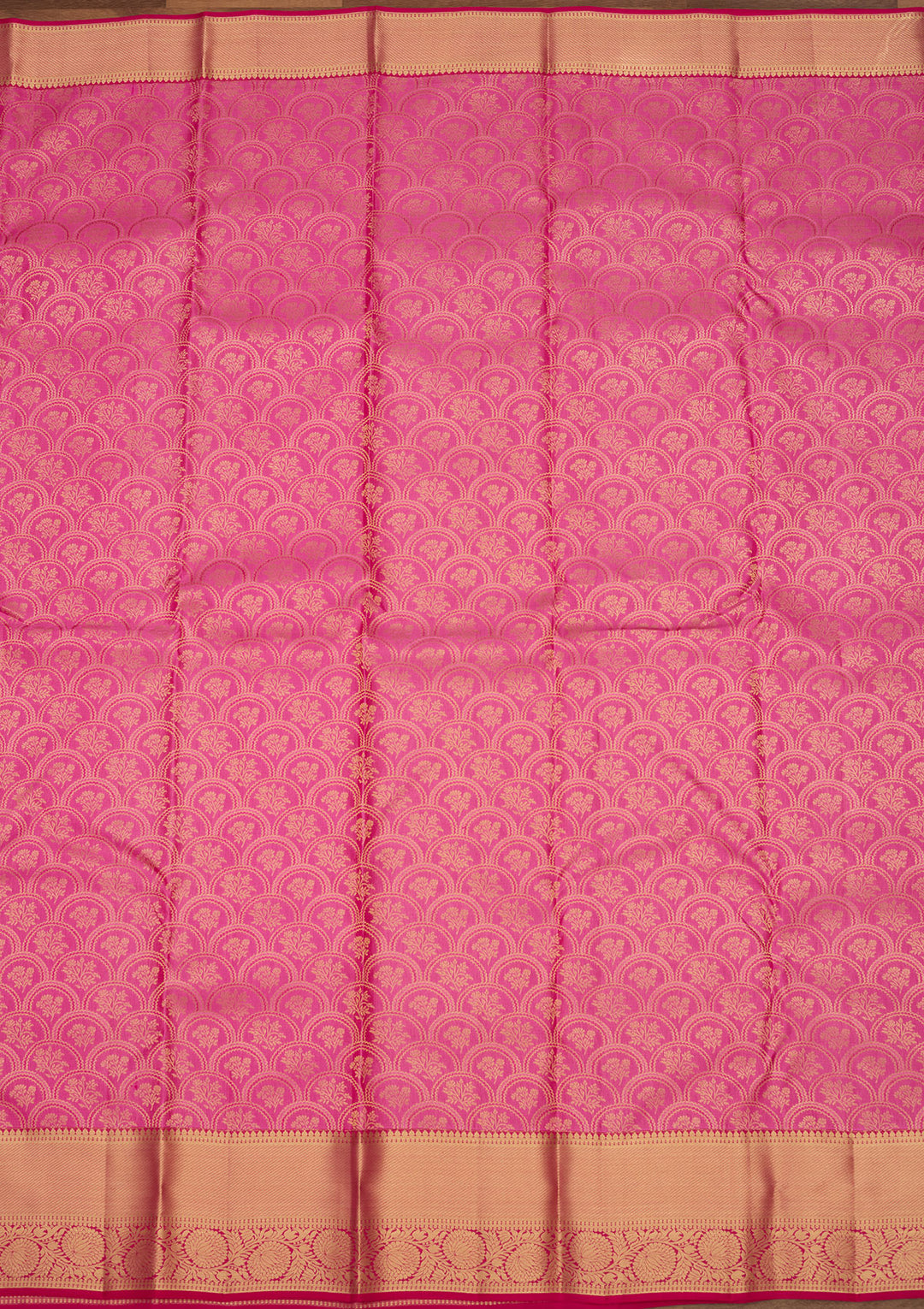 Pink Zariwork (Gold) Silk Silk Saree