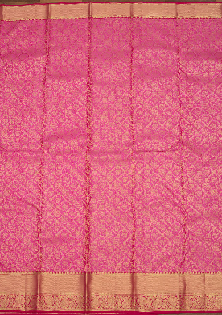 Pink Zariwork (Gold) Silk Silk Saree