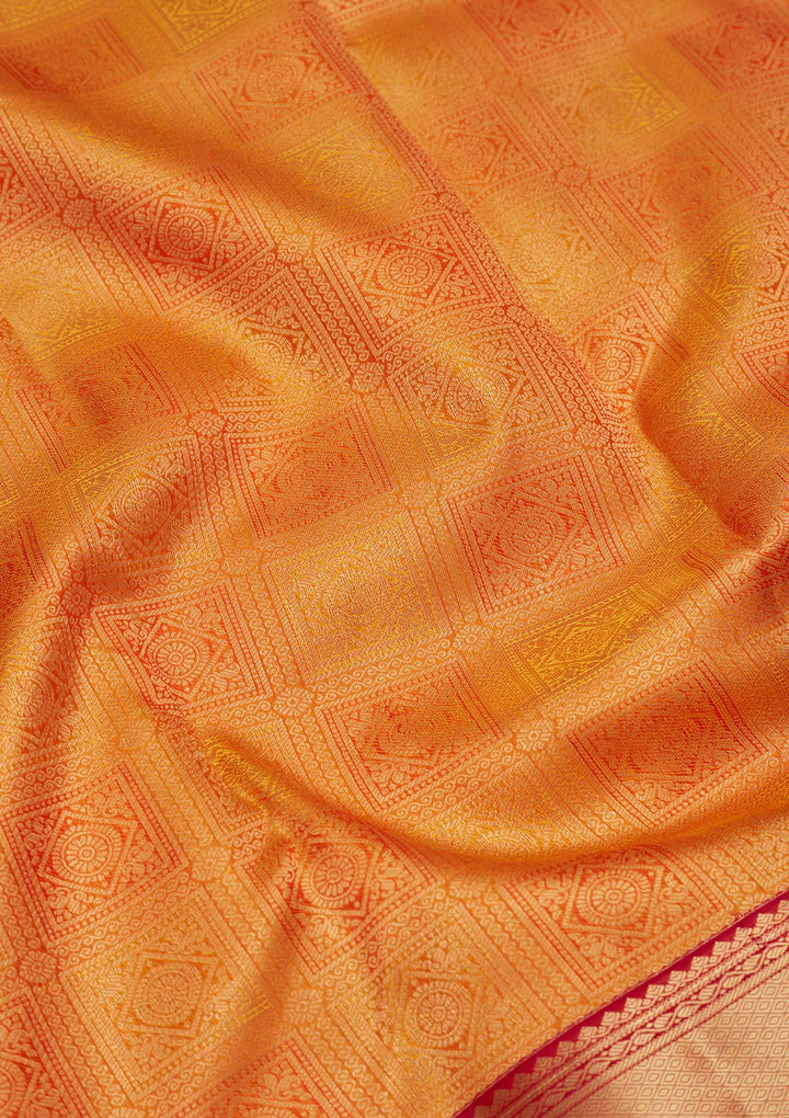 Mustard Zariwork Pure Silk Saree-koskii