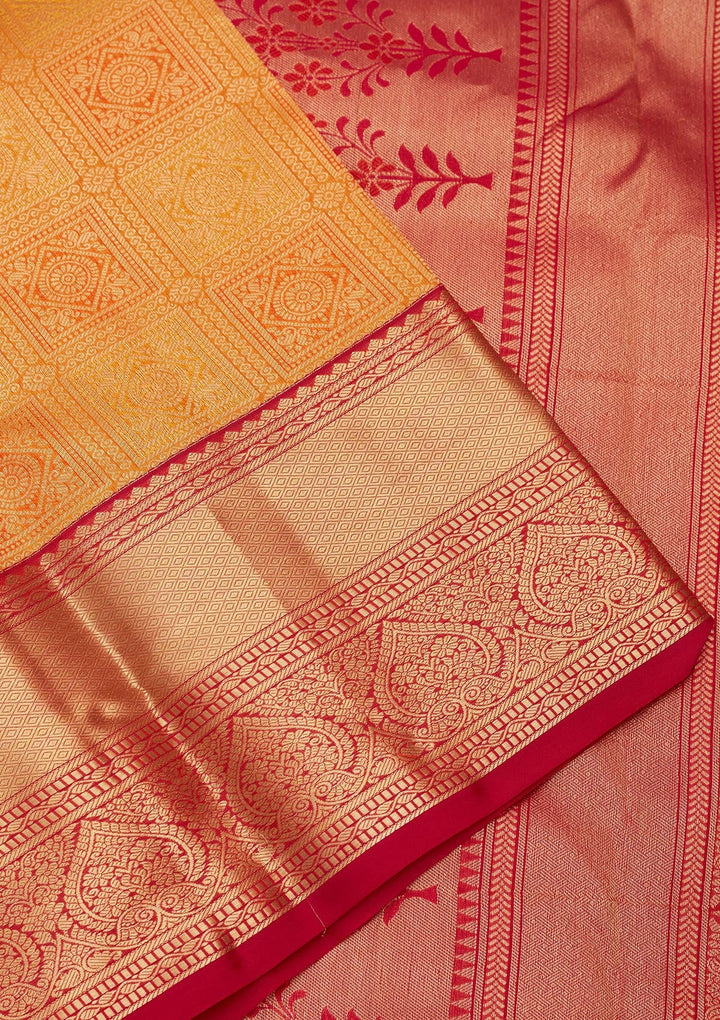 Mustard Zariwork Pure Silk Saree-koskii