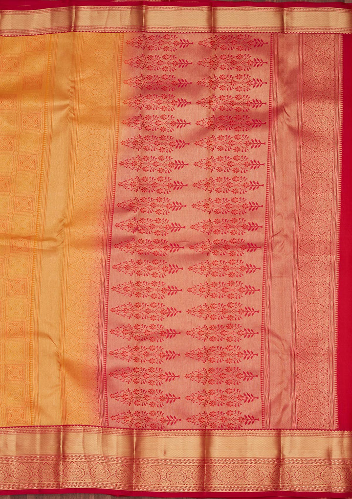 Mustard Zariwork Pure Silk Saree-koskii