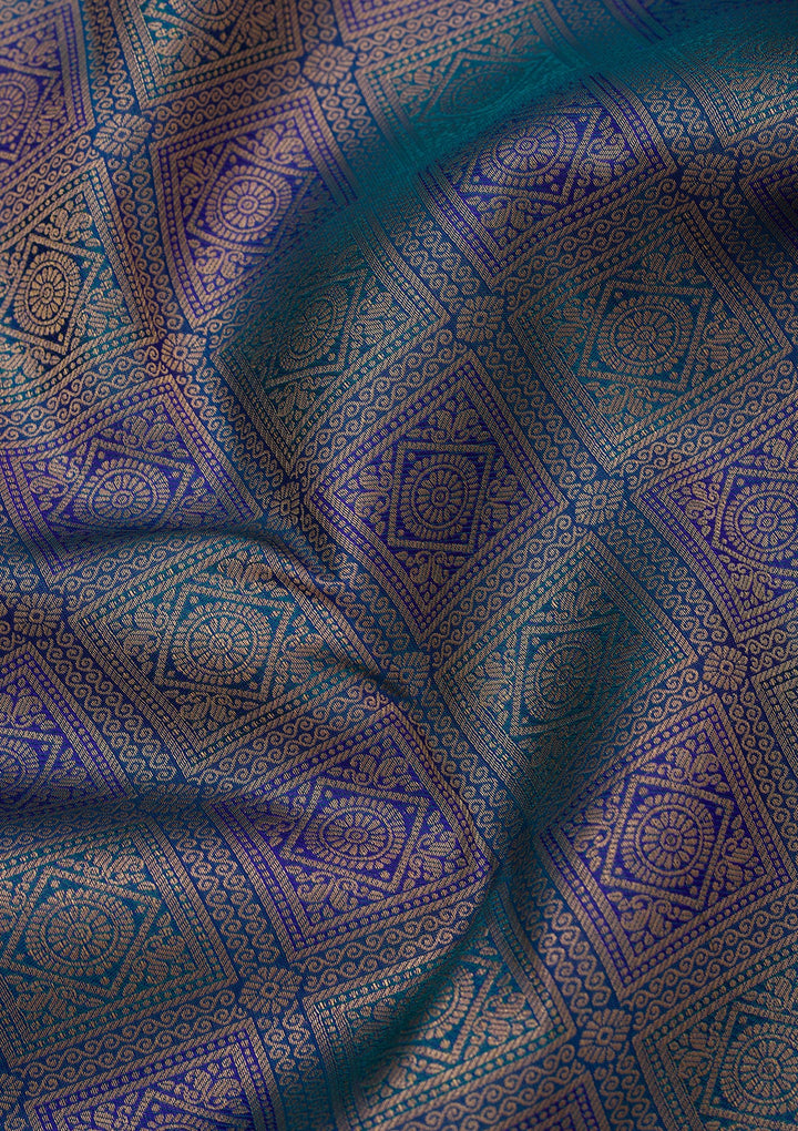 Peacock Blue Kanjivaram Pure Silk Saree