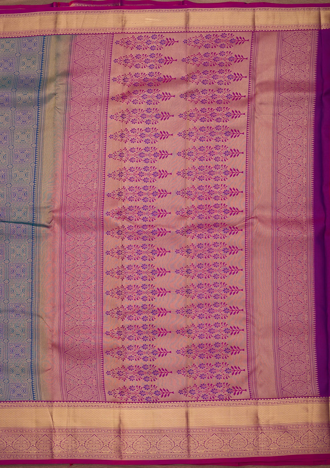 Peacock Blue Kanjivaram Pure Silk Saree