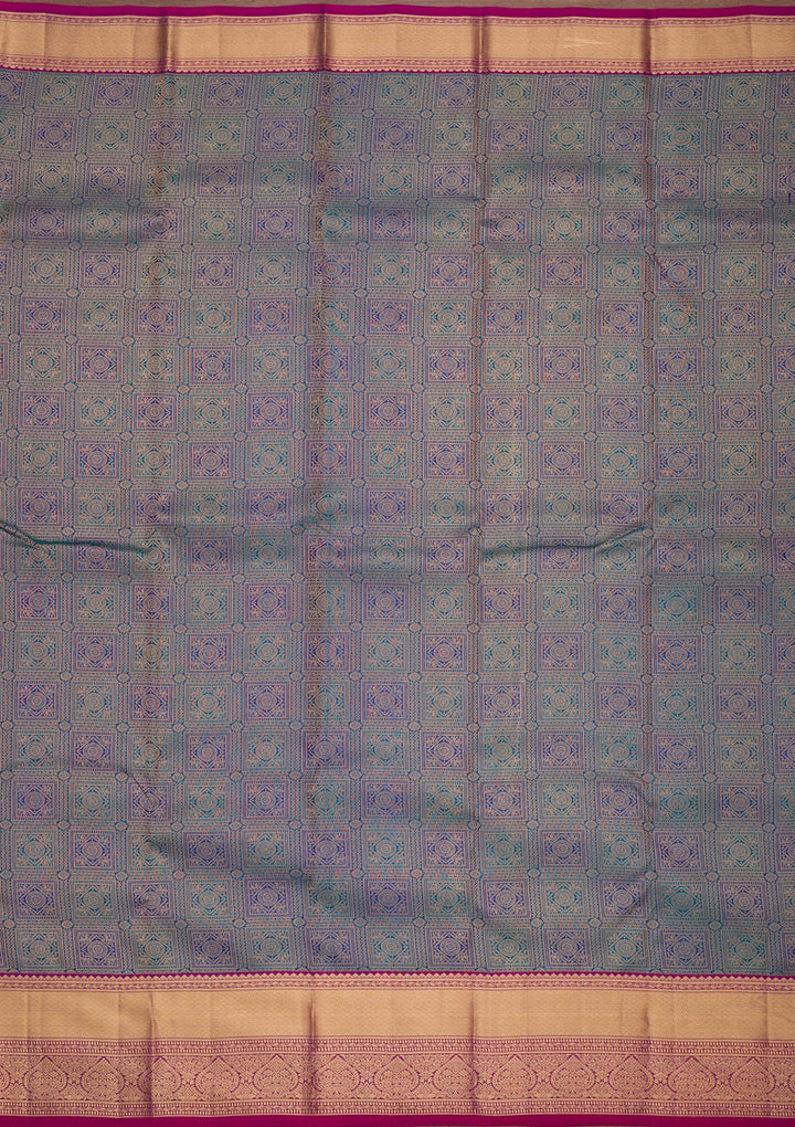 Peacock Blue Kanjivaram Pure Silk Saree