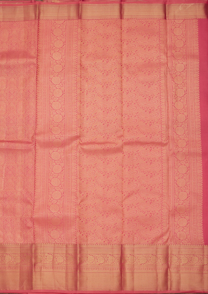 Onion Pink Zariwork Pure Silk Saree-koskii