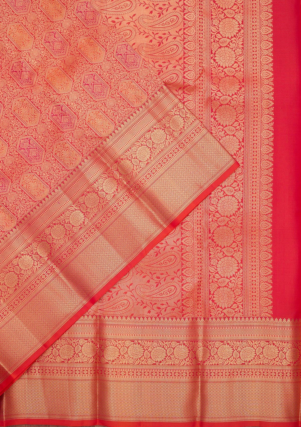 Orange Zariwork Pure Silk Saree-koskii