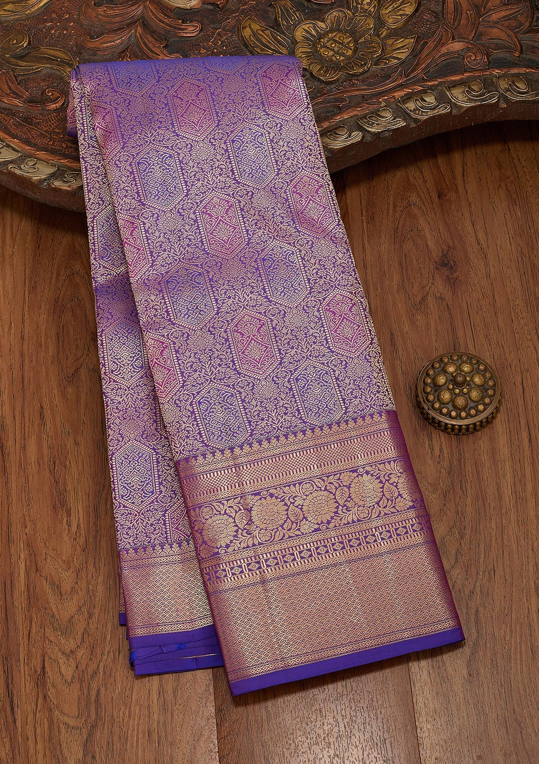 Royal Blue Zariwork Pure Silk Saree-koskii