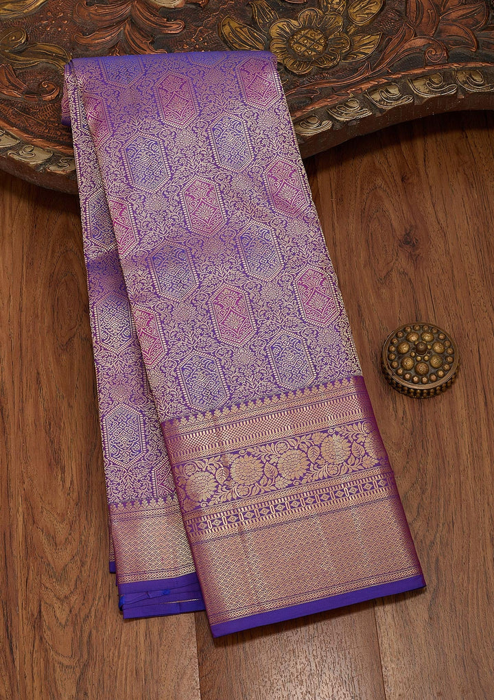 Royal Blue Zariwork Pure Silk Saree-koskii