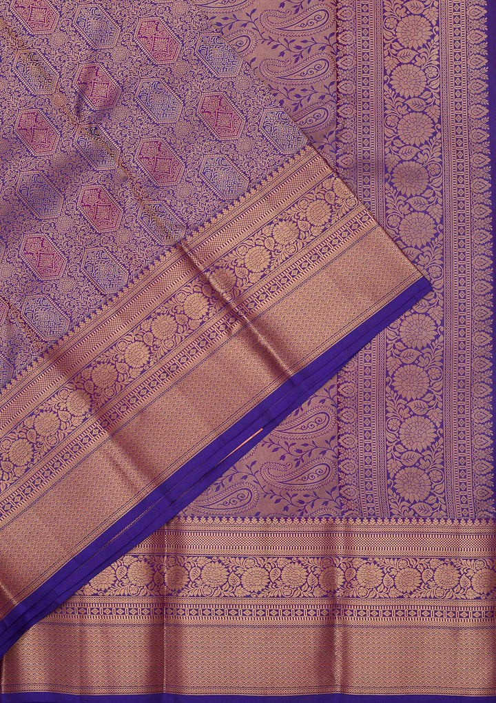 Royal Blue Zariwork Pure Silk Saree-koskii