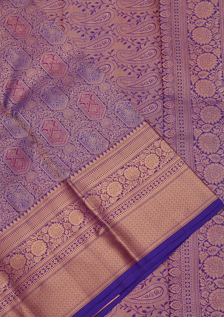 Royal Blue Zariwork Pure Silk Saree-koskii