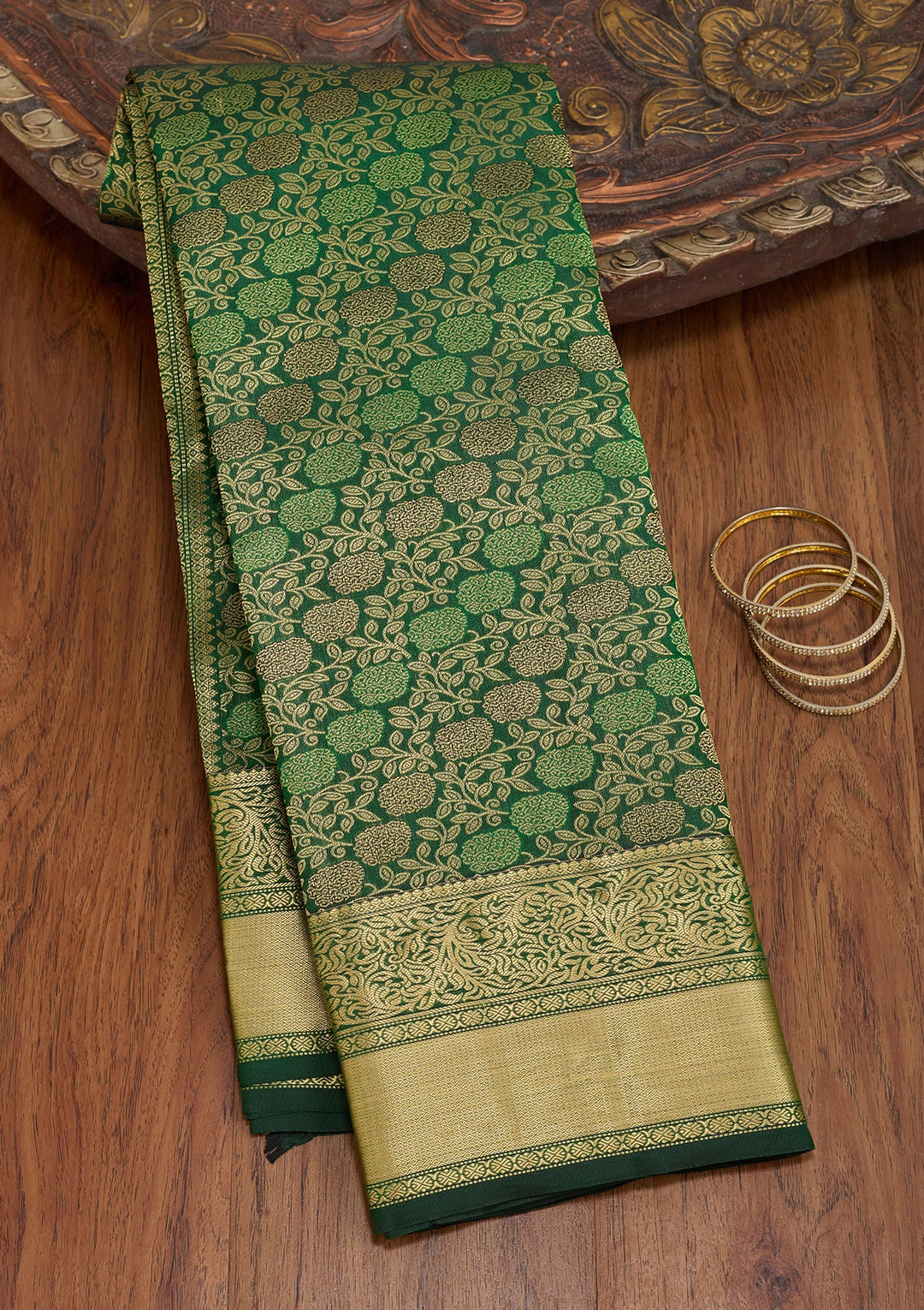 Bottle Green Kanjivaram Pure Silk Saree