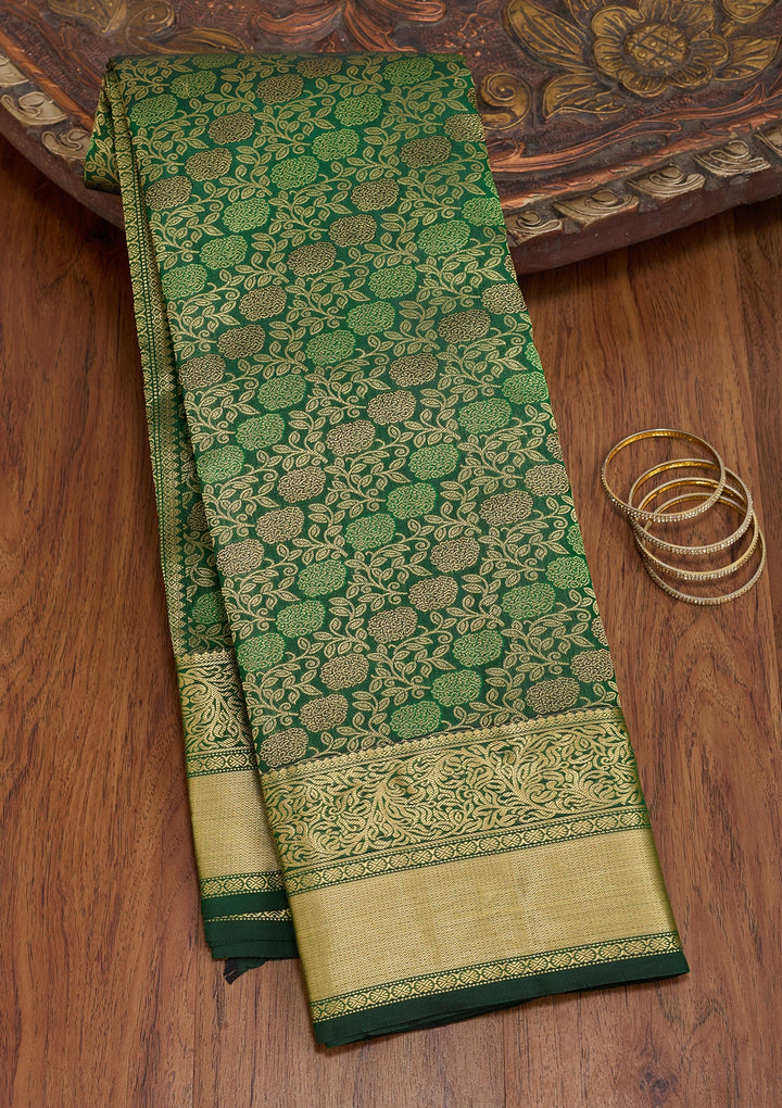Bottle Green Kanjivaram Pure Silk Saree