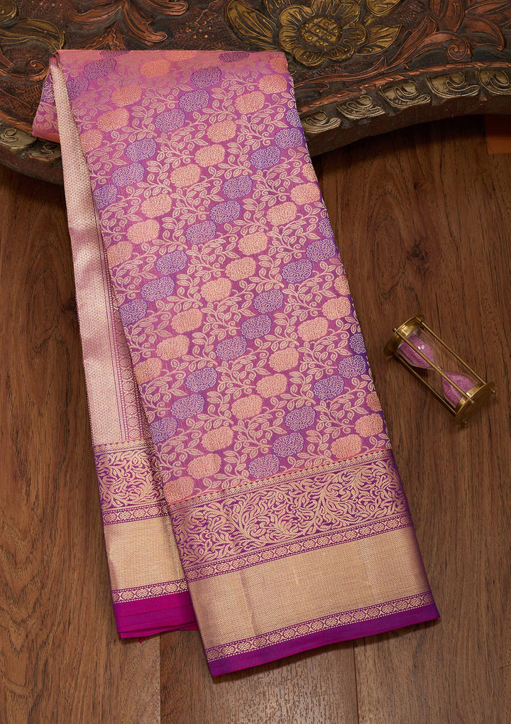 Onion Pink Zariwork Pure Silk Saree-koskii