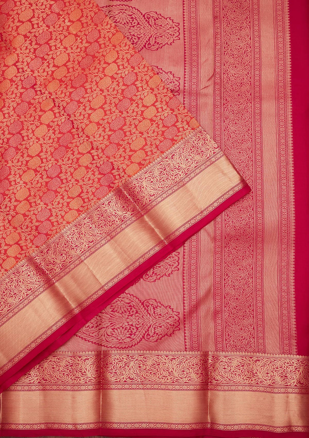 Orange Zariwork Pure Silk Saree-koskii