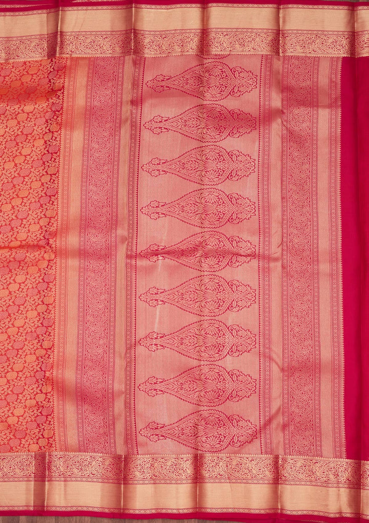 Orange Zariwork Pure Silk Saree-koskii