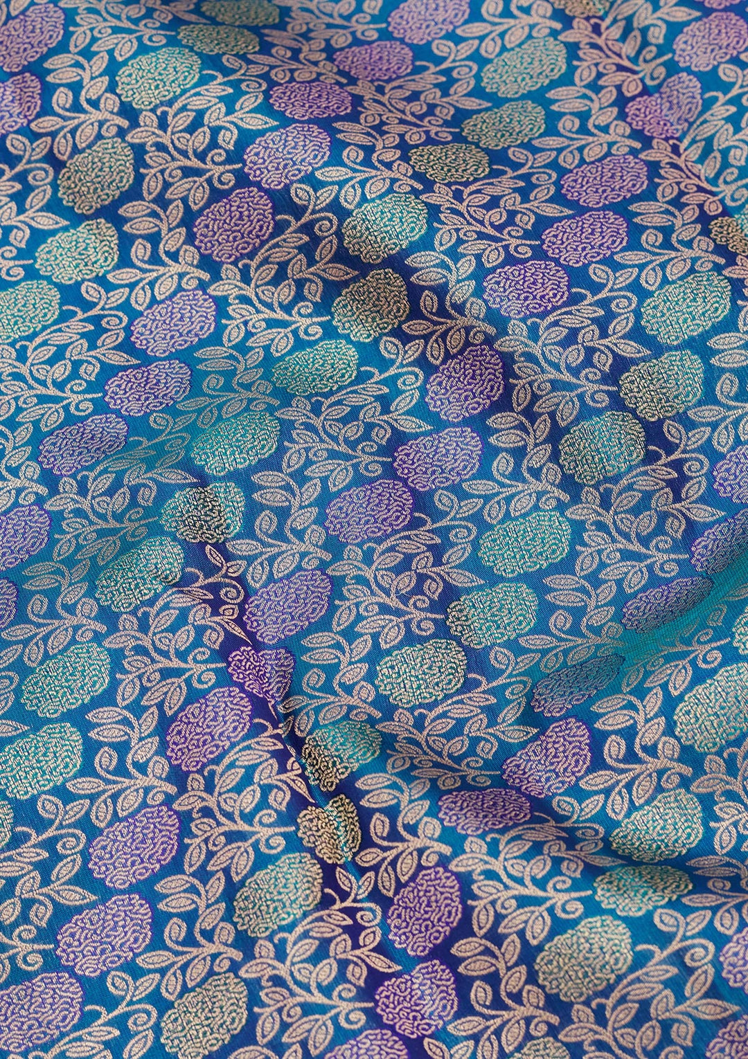 Peacock Blue Zariwork Pure Silk Saree-koskii