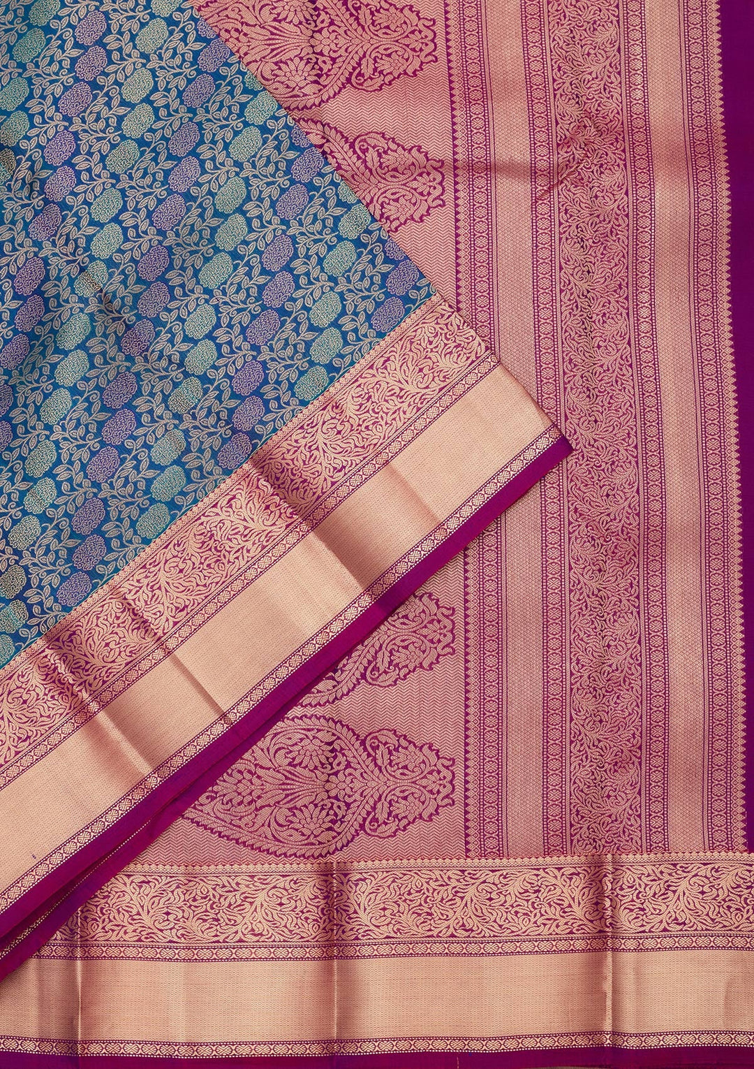 Peacock Blue Zariwork Pure Silk Saree-koskii