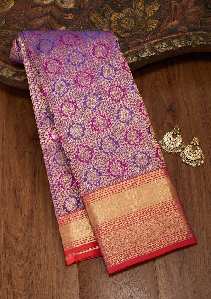 Purple Zariwork Pure Silk Saree-koskii