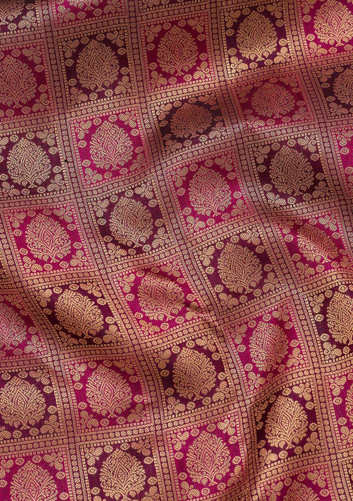 Wine Zariwork Pure Silk Saree-koskii