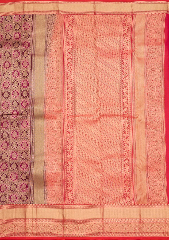 Wine Zariwork Pure Silk Saree-koskii