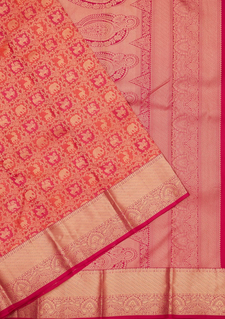 Orange Zariwork Pure Silk Silk_Saree-koskii