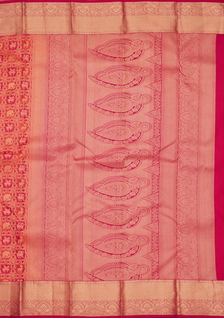 Orange Zariwork Pure Silk Silk_Saree-koskii