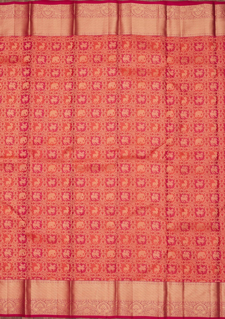 Orange Zariwork Pure Silk Silk_Saree-koskii