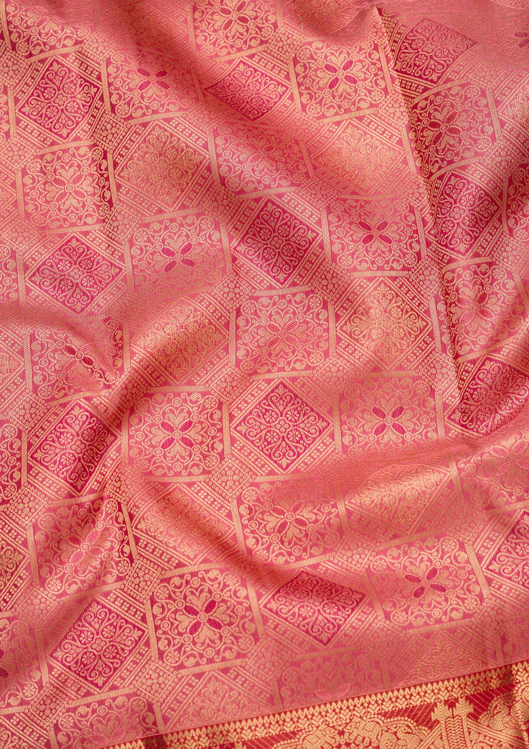 Onion Pink Zariwork Pure Silk Saree-koskii