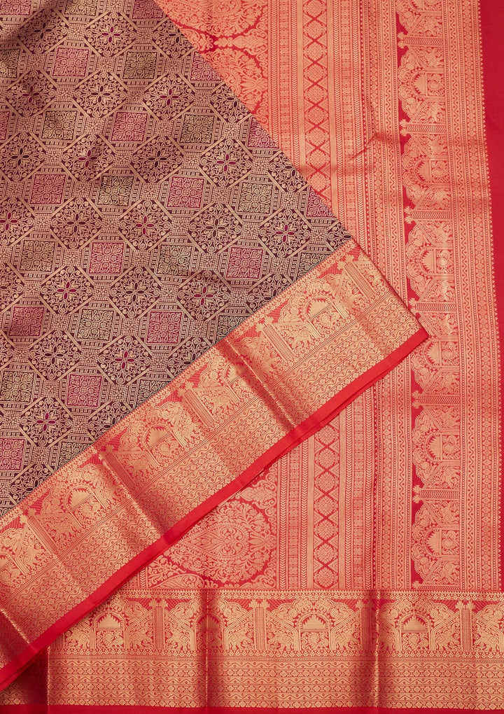 Wine Zariwork Pure Silk Saree-koskii