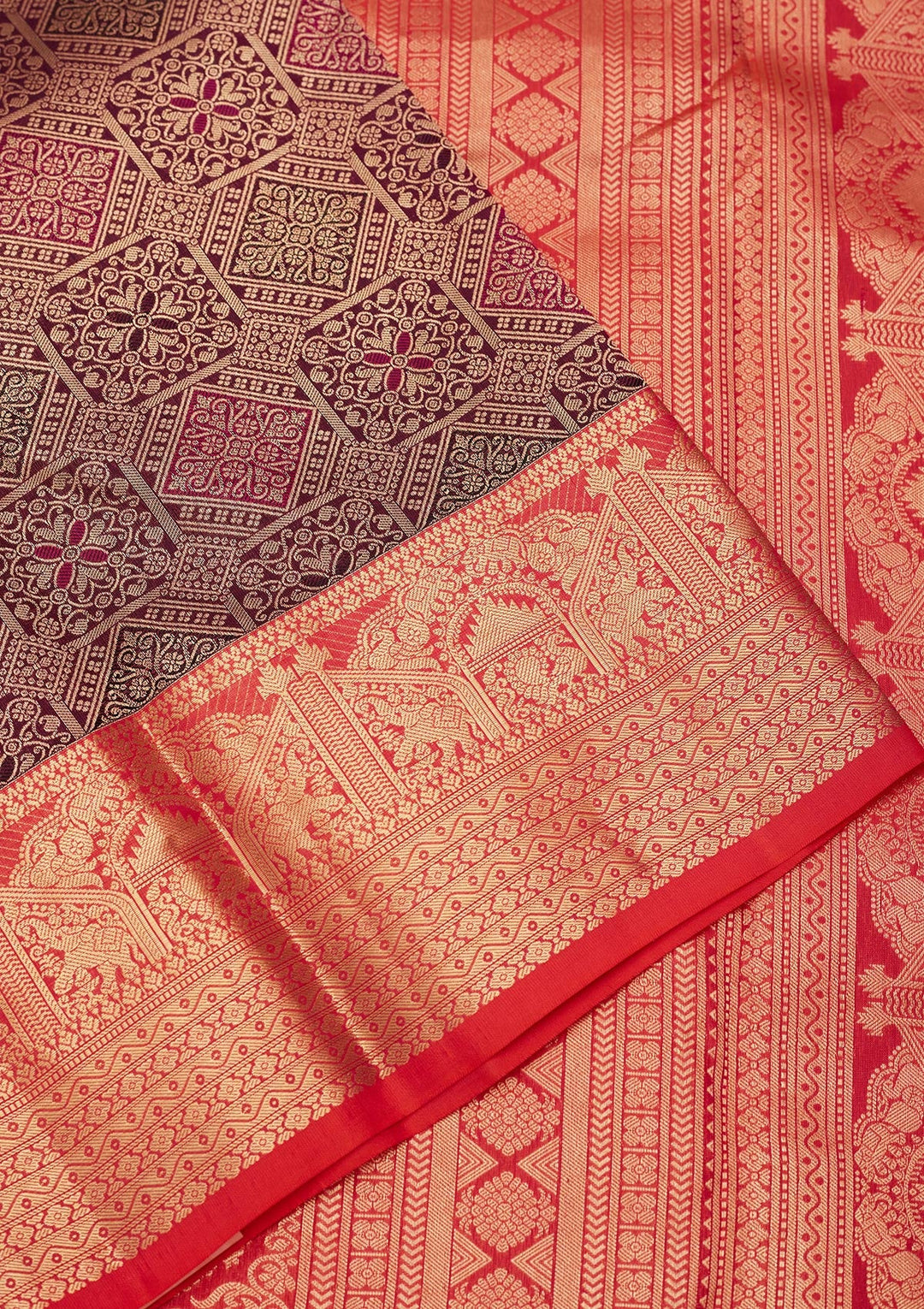 Wine Zariwork Pure Silk Saree-koskii