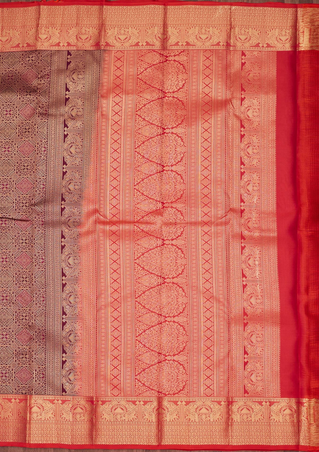 Wine Zariwork Pure Silk Saree-koskii