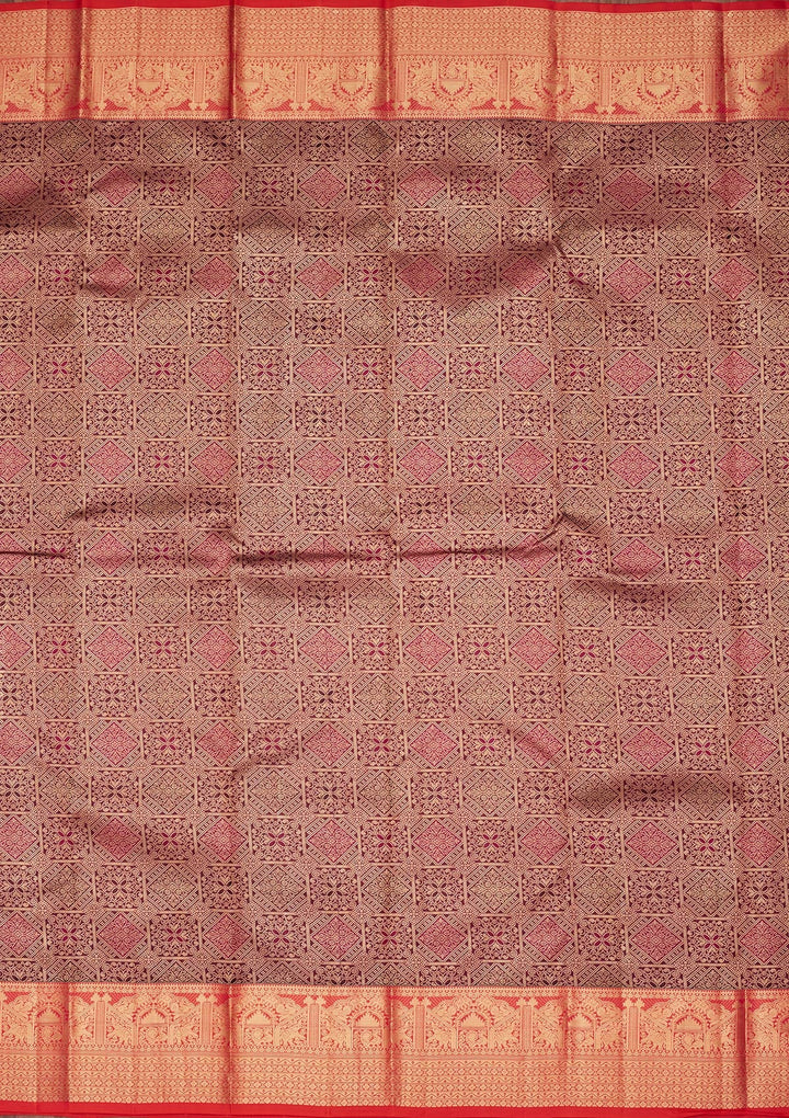Wine Zariwork Pure Silk Saree-koskii
