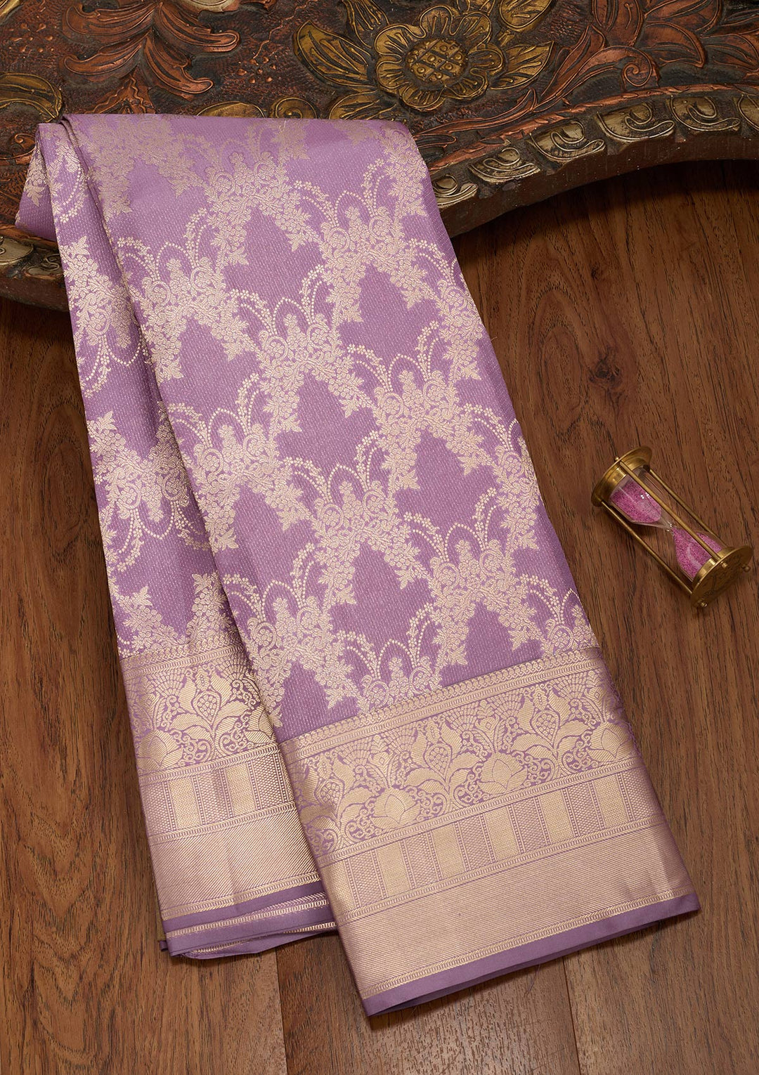 Mauve Zariwork Pure Silk Saree-koskii