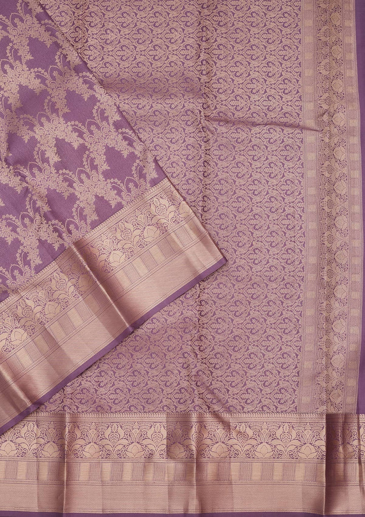 Mauve Zariwork Pure Silk Saree-koskii