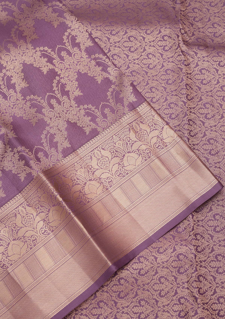 Mauve Zariwork Pure Silk Saree-koskii