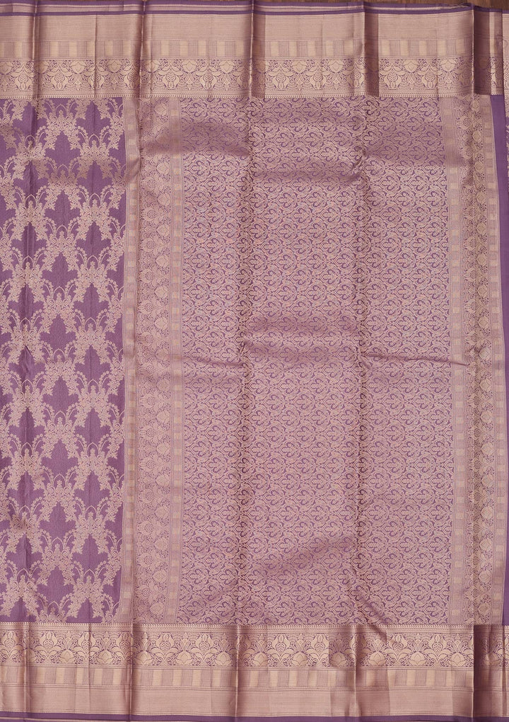 Mauve Zariwork Pure Silk Saree-koskii