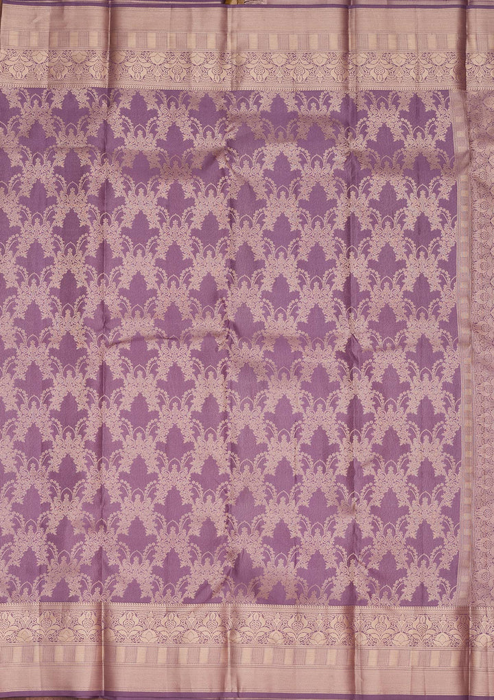 Mauve Zariwork Pure Silk Saree-koskii