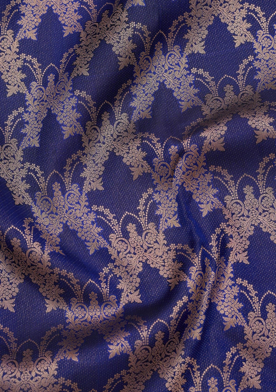 Navy Blue Zariwork Pure Silk Saree-koskii