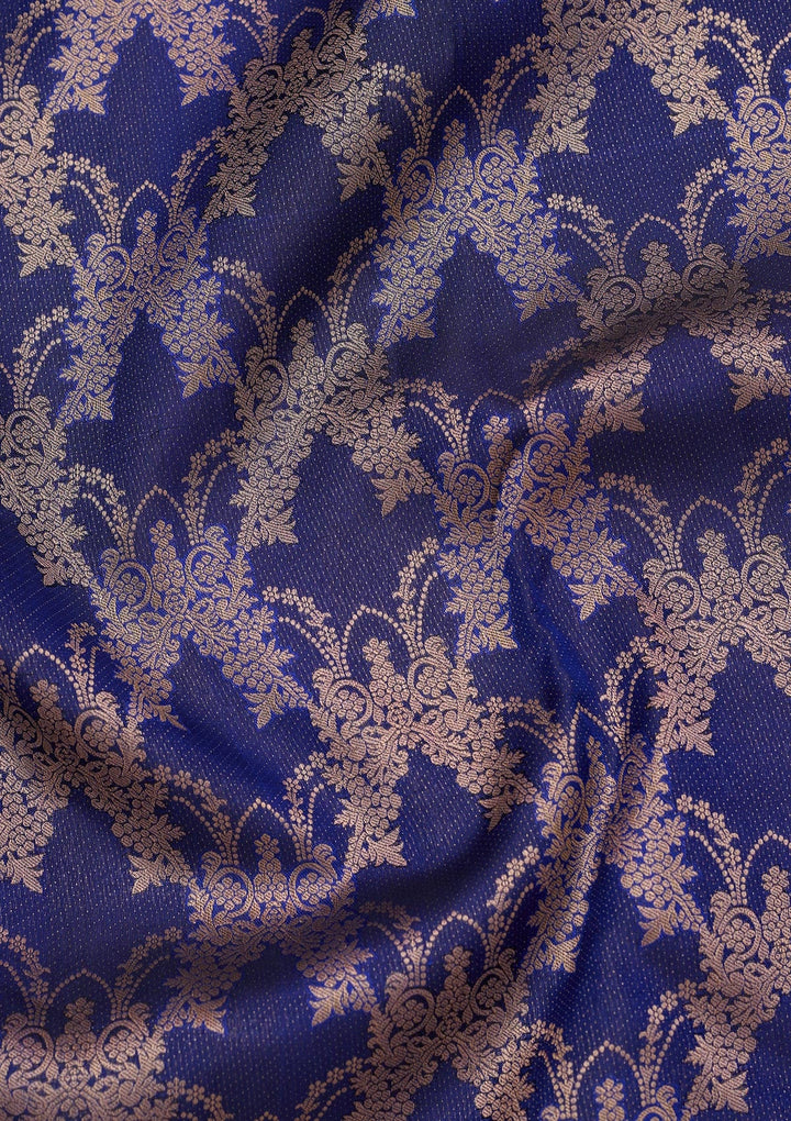 Navy Blue Zariwork Pure Silk Saree-koskii