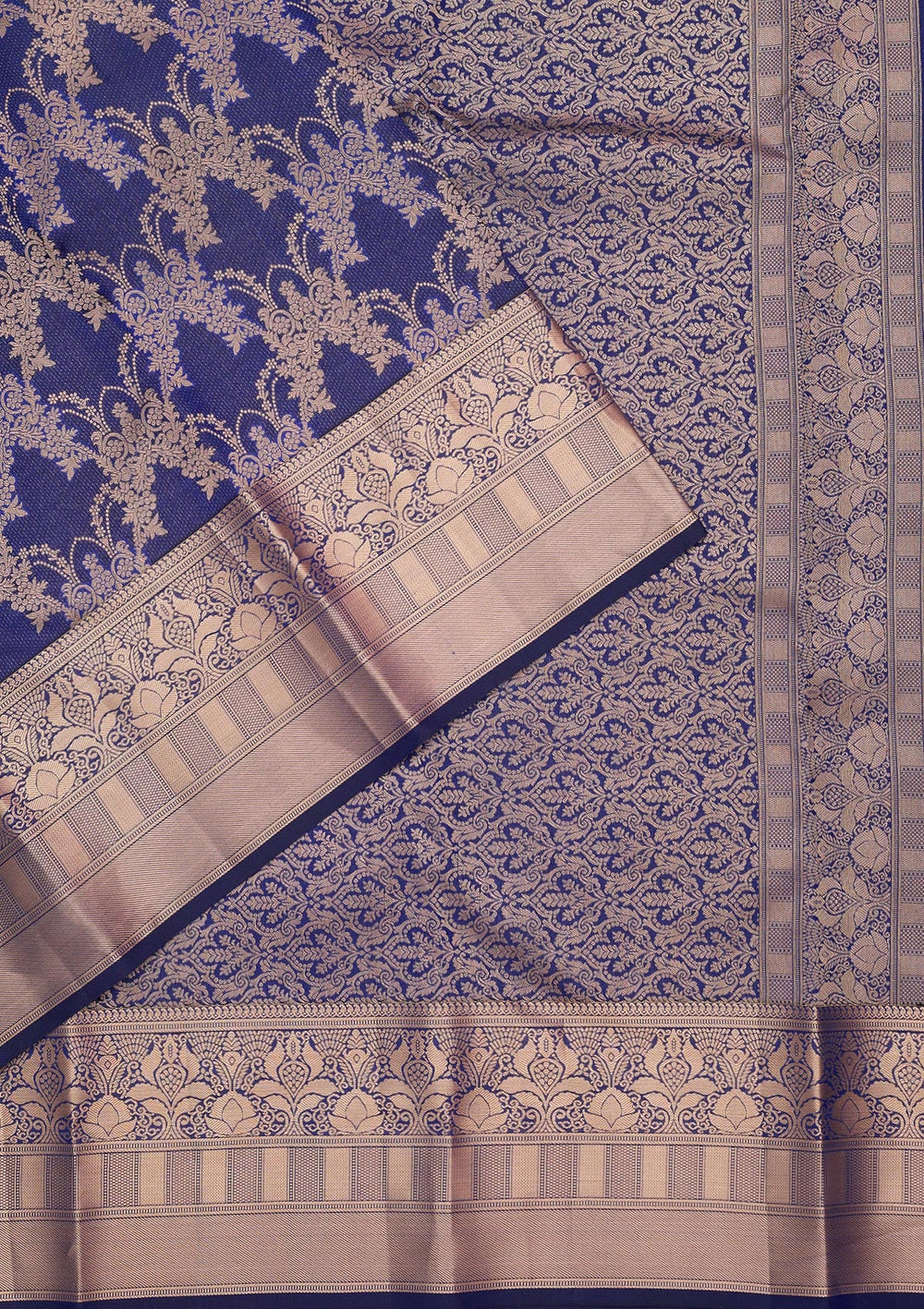 Navy Blue Zariwork Pure Silk Saree-koskii