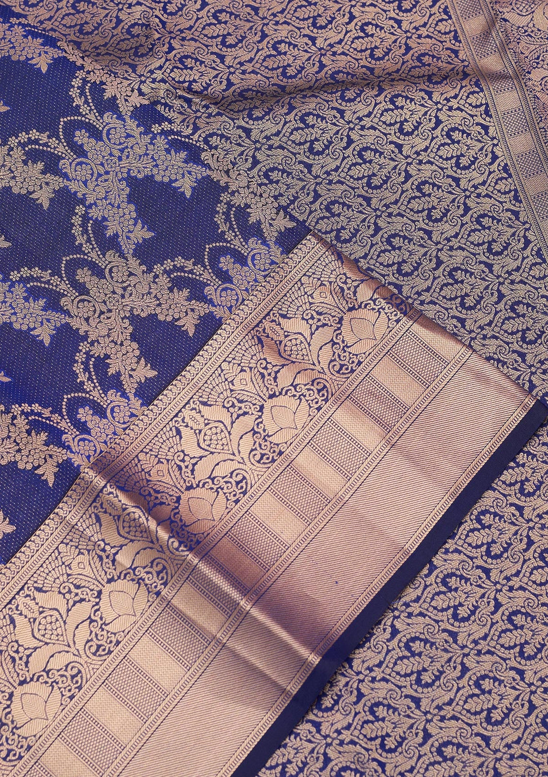 Navy Blue Zariwork Pure Silk Saree-koskii