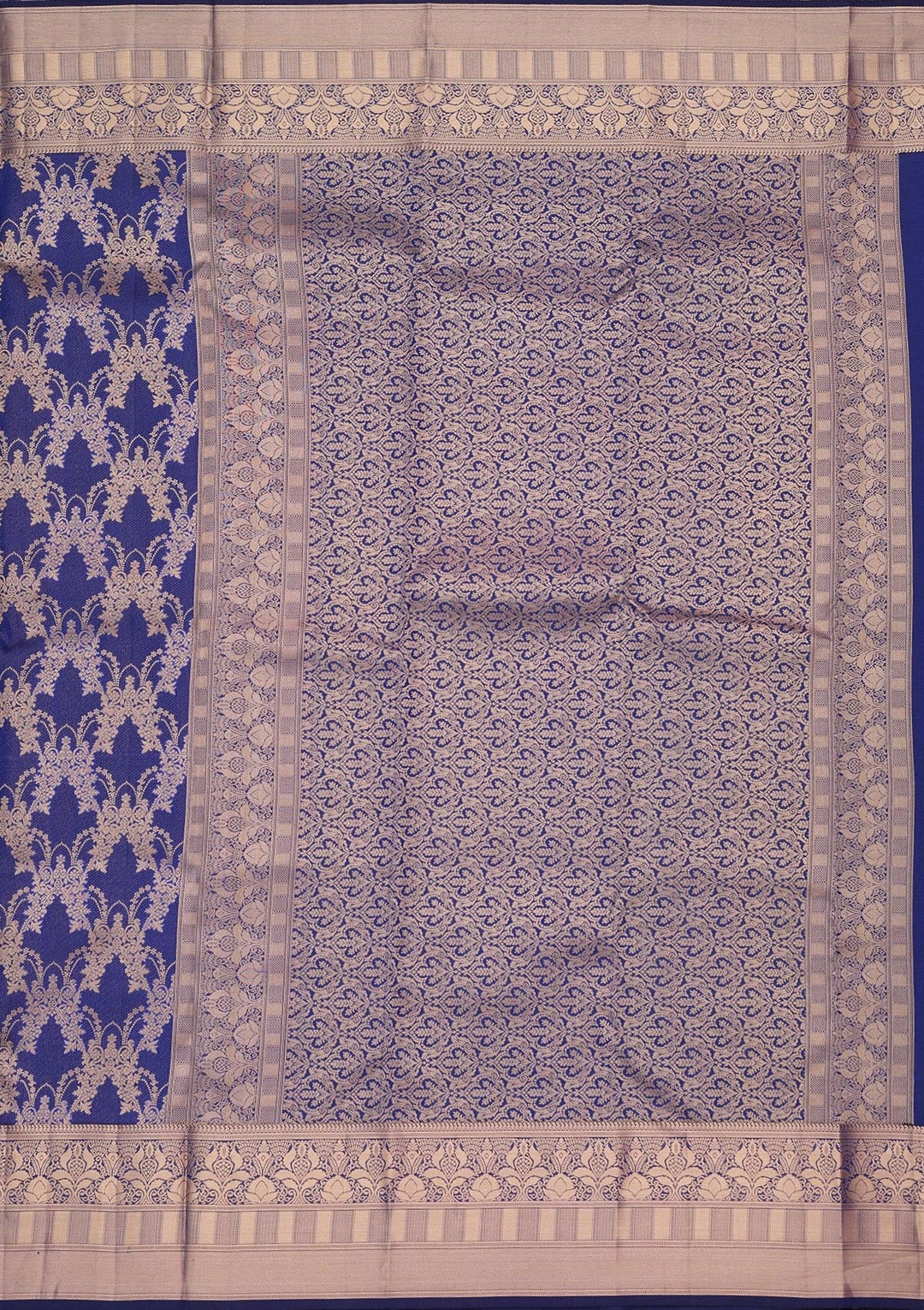 Navy Blue Zariwork Pure Silk Saree-koskii