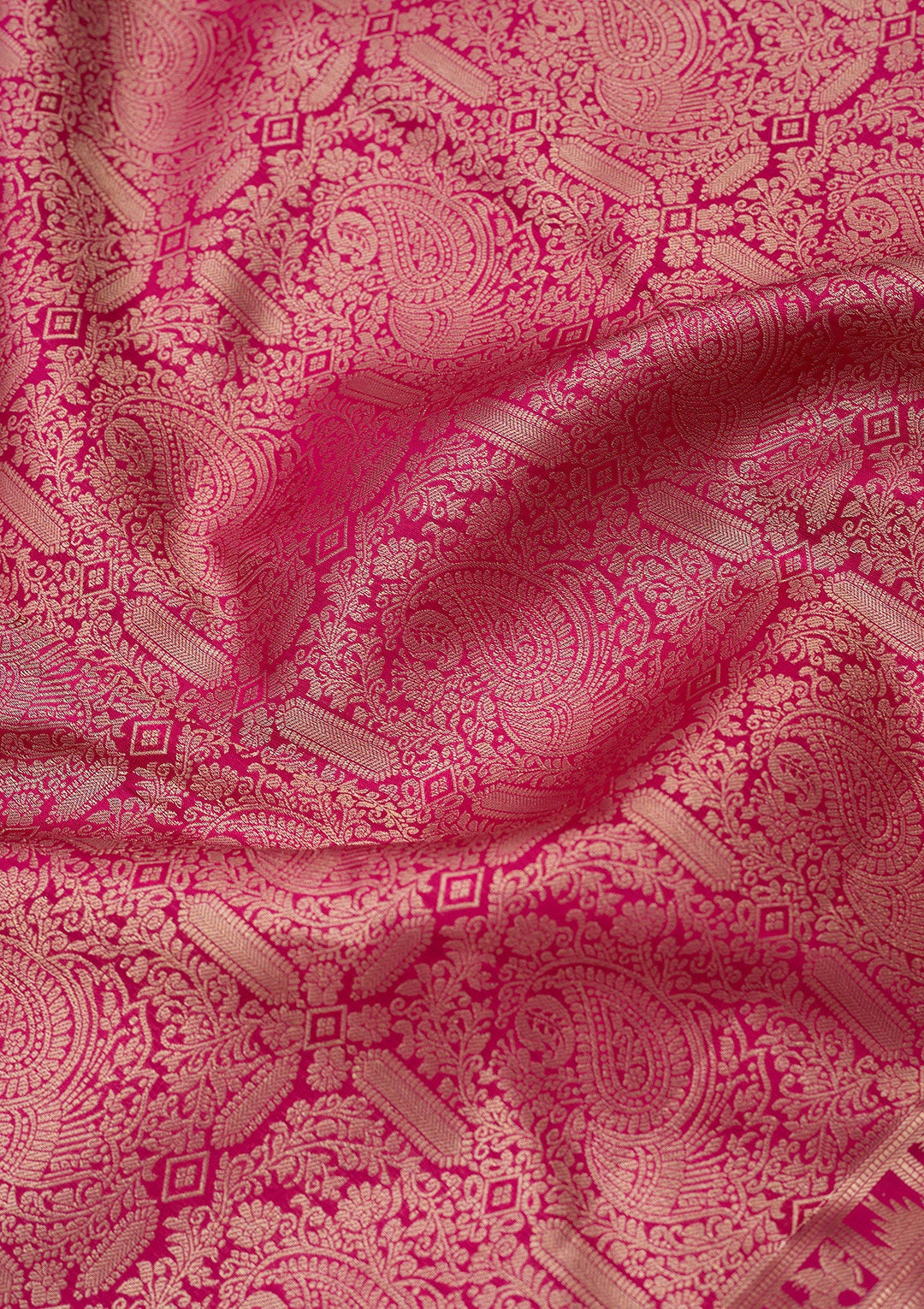 Magenta Pink Zariwork (Gold) Silk Silk_Saree