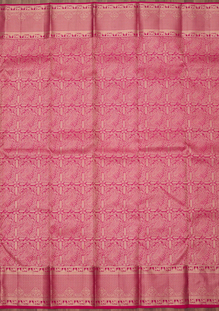Magenta Pink Zariwork (Gold) Silk Silk_Saree