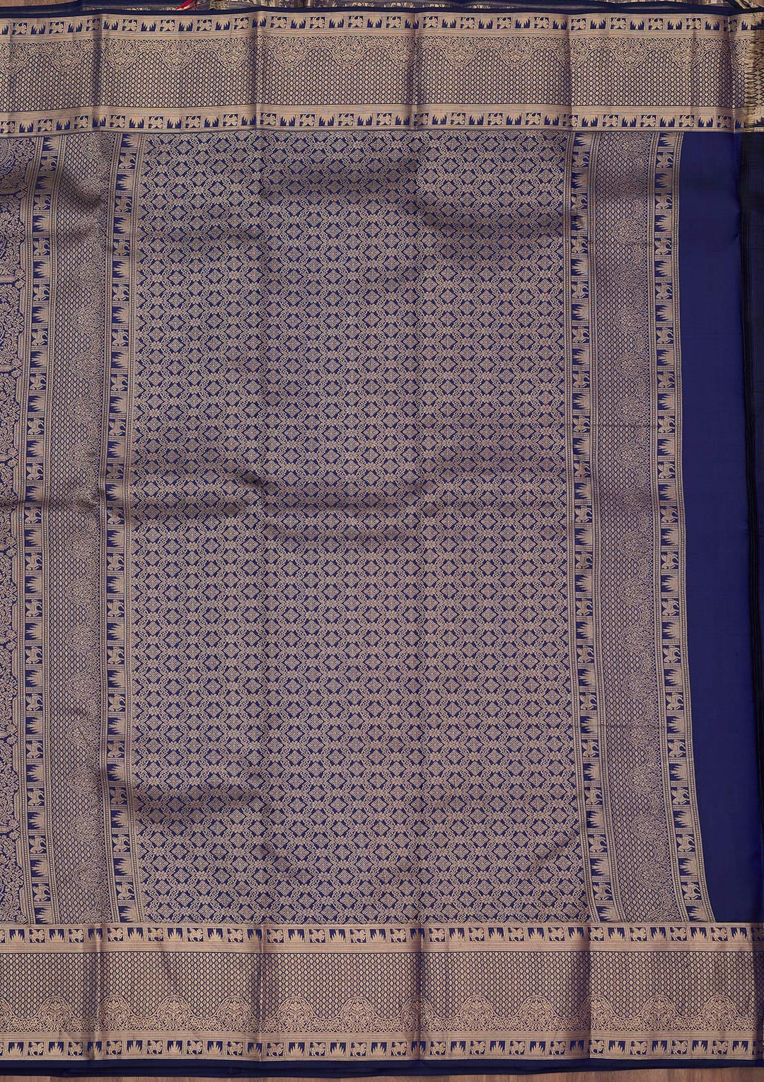 Navy Blue Zariwork (Gold) Silk Saree