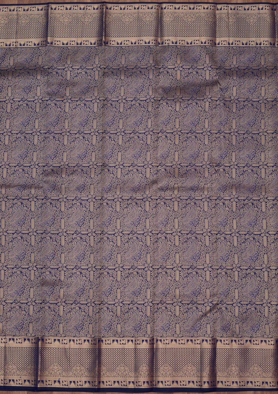 Navy Blue Zariwork (Gold) Silk Saree