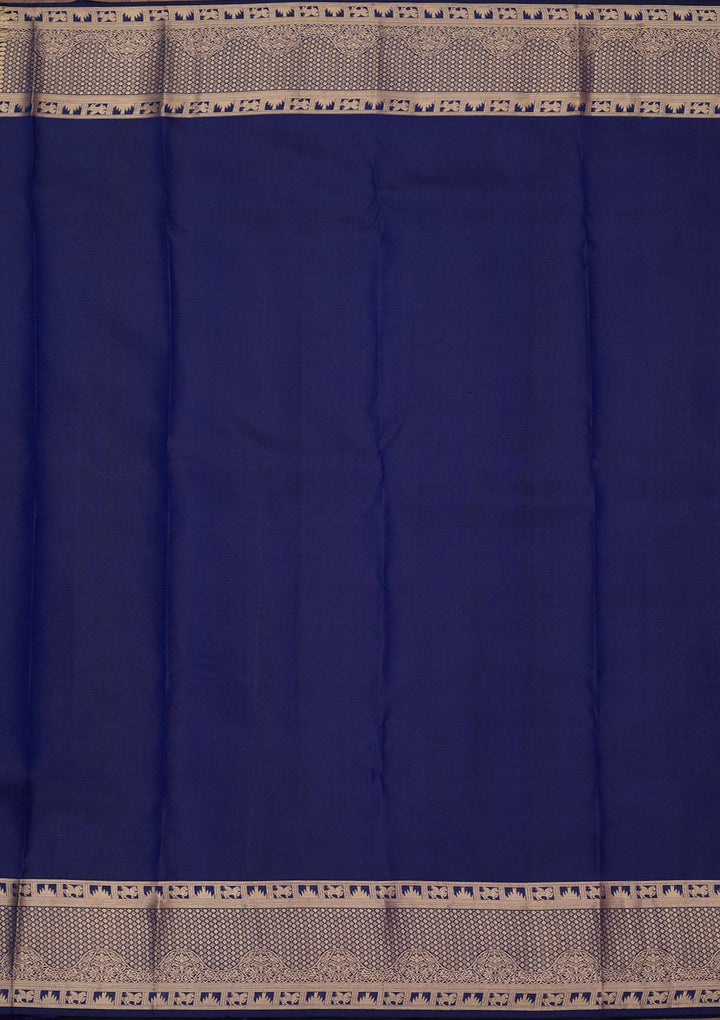 Navy Blue Zariwork (Gold) Silk Saree