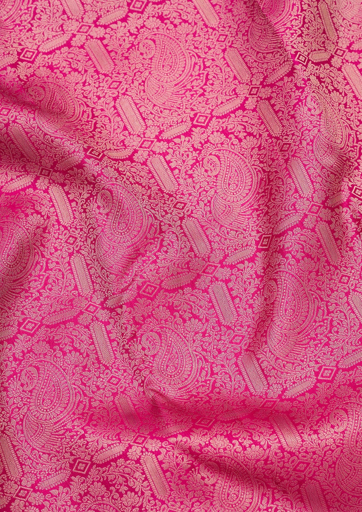Rani Pink Zariwork Pure Silk Saree-koskii